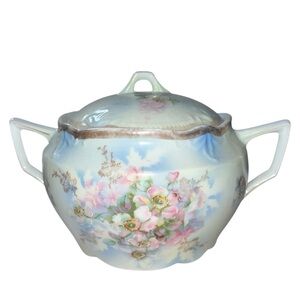 Antique BT Germany Floral Porcelain Biscuit Jar